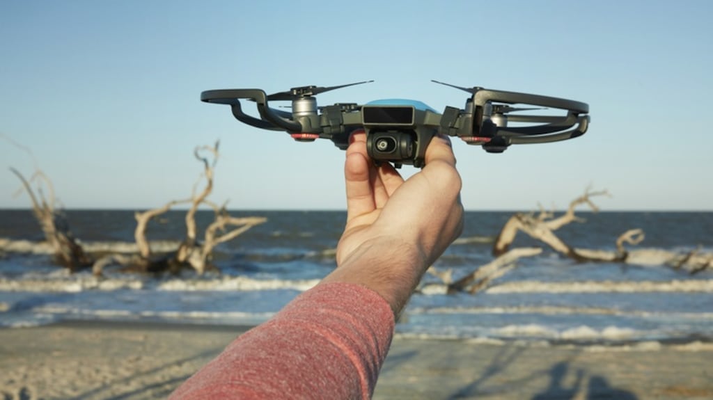 The DJI Spark mini-drone a range of intelligent flight control options and a powerful camera.