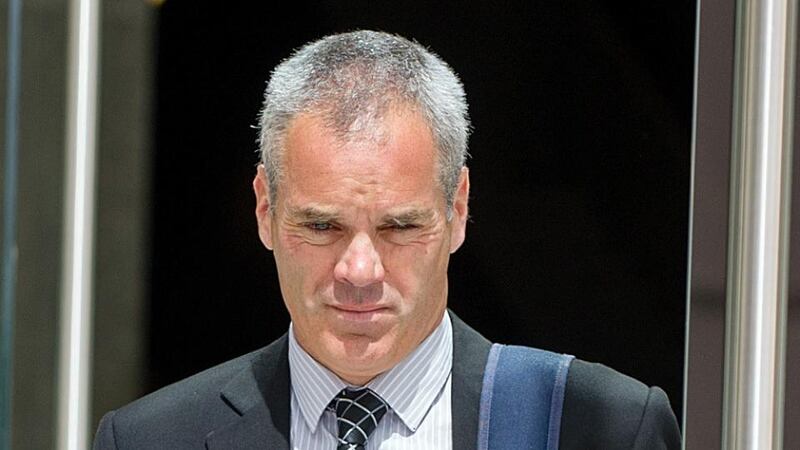 Det Garda John Leonard leaves Dublin Circuit Criminal Court after giving evidence in the trial of Sandra Higgins. Photograph: Collins