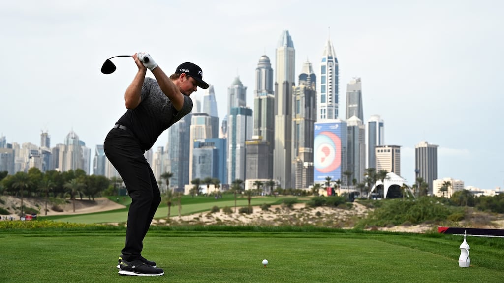 Eddie Pepperell has the halfway lead in Dubai. Photograph: Ross Kinnaird/Getty
