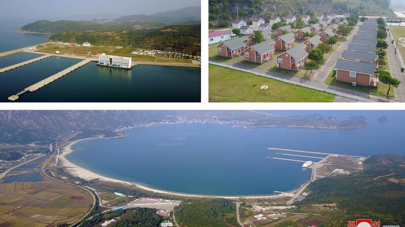 A photo released by the official North Korean Central News Agency (shows the Mount Kumgang tourist area, recently inspected by Kim Jong-un. Photograph: EPA/KCNA