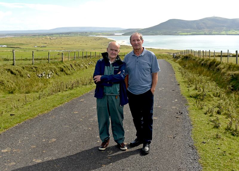 Former Rossport Five members Micheál Ó Seighin and Vincent McGrath.
Photograph: Conor McKeown