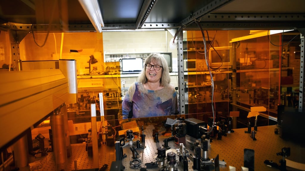 Nobel laureate: Donna Strickland at her lab at the University of Waterloo, in Canada. Photograph: Cole Burston/Getty