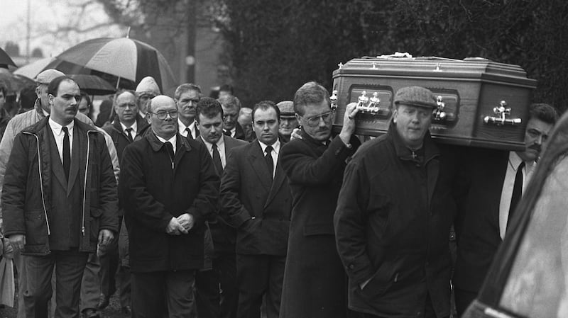 The funeral of Sean McParland in Lambeg near Lisburn in February 1994.