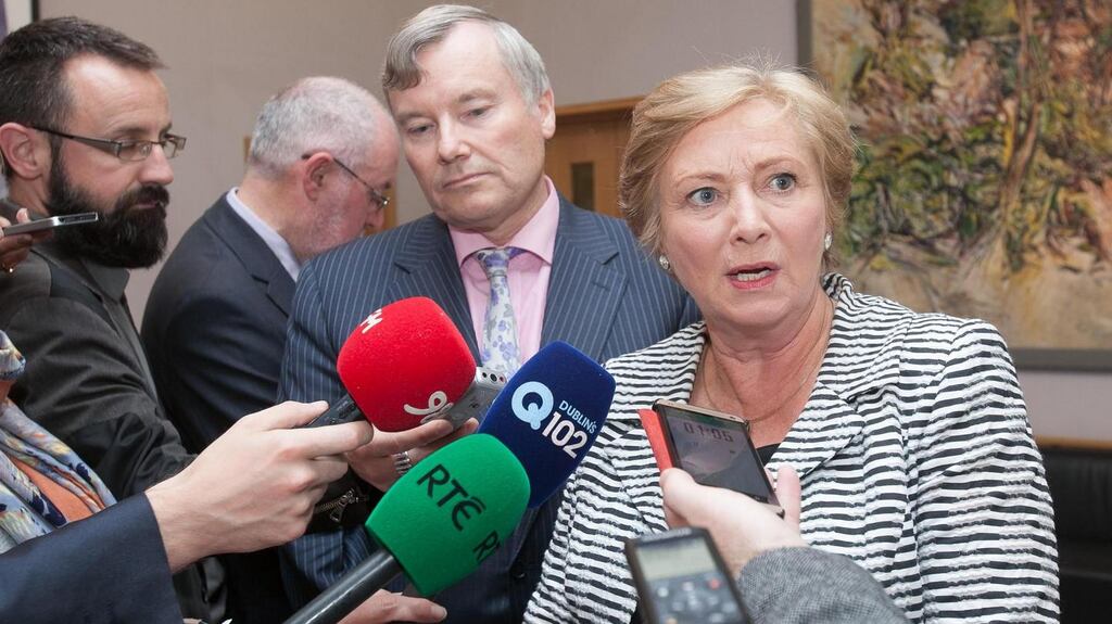 Chairman of the Parole Board John Costello and Minister for Justice Frances Fitzgerald at the publication of the annual report of the board. Photograph: Collins