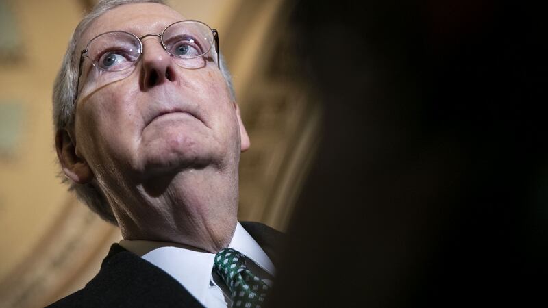 Senate majority leader Mitch McConnell says the president told him he would declare a national emergency. Mr McConnell said he would support Mr Trump’s move. Photograph: Al Drago/Bloomberg