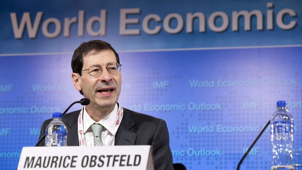 International Monetary Fund chief economist  Maurice Obstfeld answers questions during the World Economic Outlook press conference  in Lima, Peru. Photograph: Stephen Jaffe/AFP/Getty Images