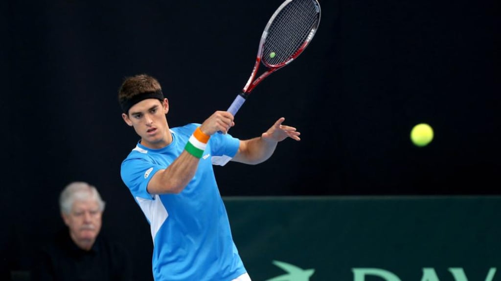 Castleknock’s James McGee was beaten in straight sets in the second round of Australian Open qualifying. (Photograph: INPHO/Ryan Byrne)