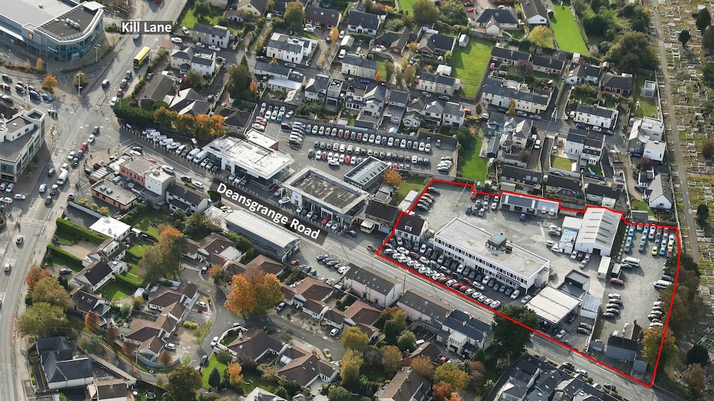 An aerial view shows the site’s location on the approach to Deansgrange village in south Dublin