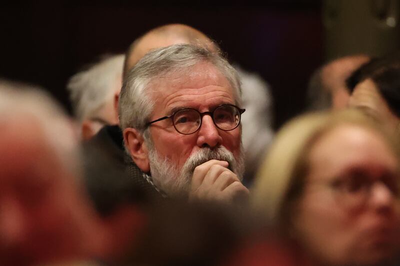 Former Sinn Féin President Gerry Adams in the audience at the Ulster Hall. Photograph: Liam McBurney/PA