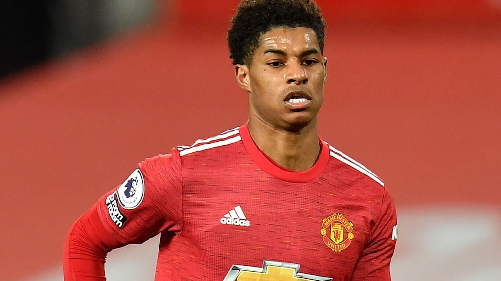 There are doubts over Marcus Rashford’s fitness for Manchester United’s clash with Leeds. Photo: Paul Ellis/PA Wire