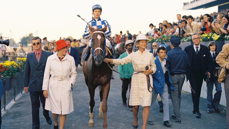 Dan Mullan on the far left with the horse Secretariat. Photograph: Ireland International News Agency