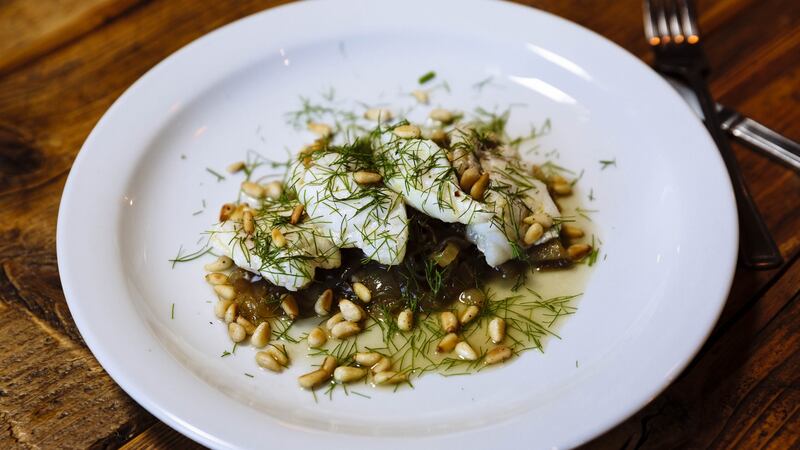 Arab-Andalusian monkfish with honey and saffron. Photograph: Emma Jervis