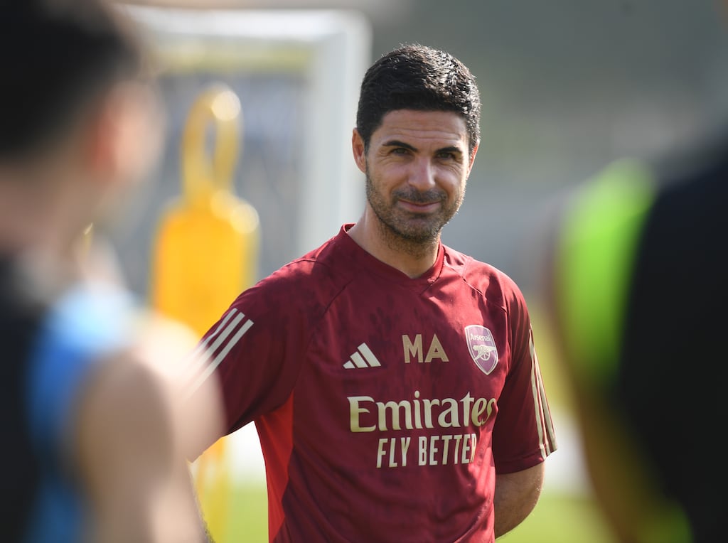 Arsenal manager Mikel Arteta during a training session at NAS Sports Complex in Dubai on Tuesday. Photograph: Stuart MacFarlane/Arsenal FC via Getty Images