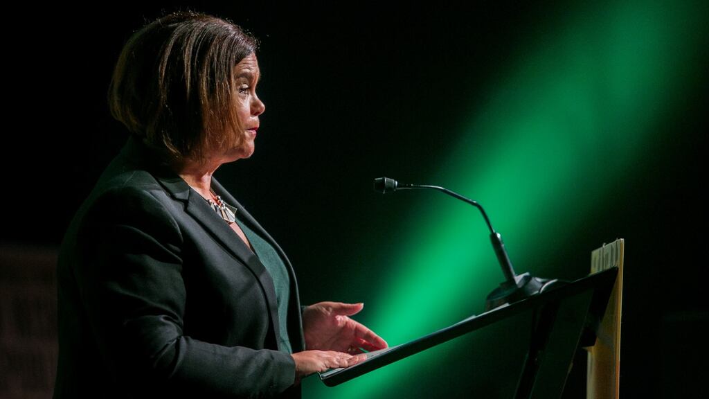 Sinn Féin leader Mary Lou McDonald: Fine Gael, Fianna Fáil and Labour are campaigning on the insistence they will not share power with a party that takes orders from the IRA. Photograph: Gareth Chaney/Collins