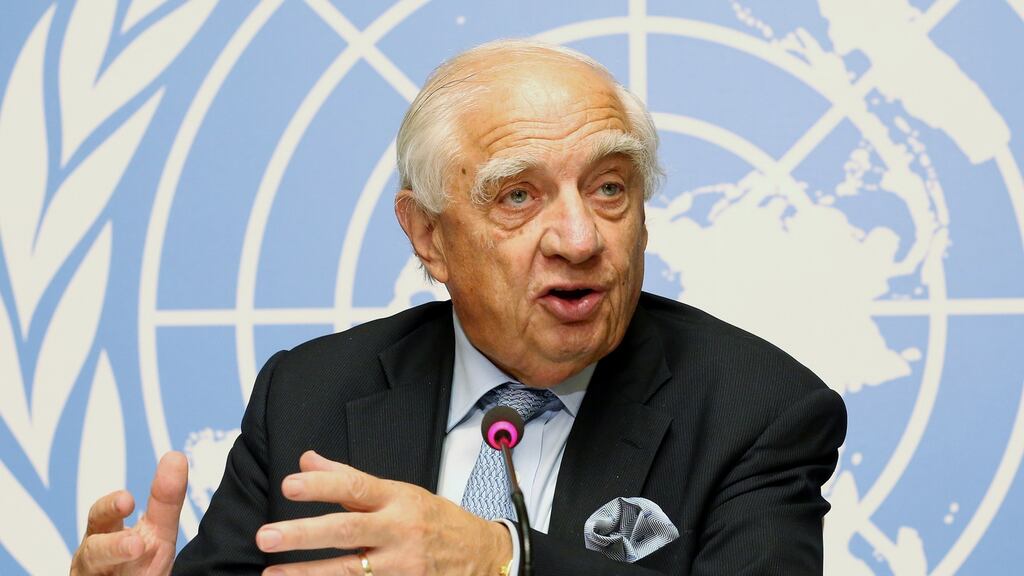Peter Sutherland’s final public role was as adviser to the pope and the UN general secretary promoting a generous and open approach to migrants. Photograph: Magali Girardin/EPA