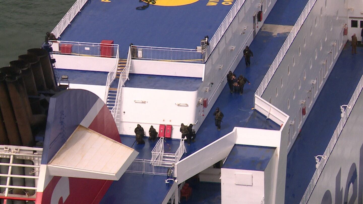 Army Ranger Wing/Defence Forces exercise in the Irish Sea off Dublin: In the exercise scenario, heavily-armed terrorists had taken control of a passenger ferry, the Stena Superfast X, which was heading to Dublin Port. Photograph: Defence Forces