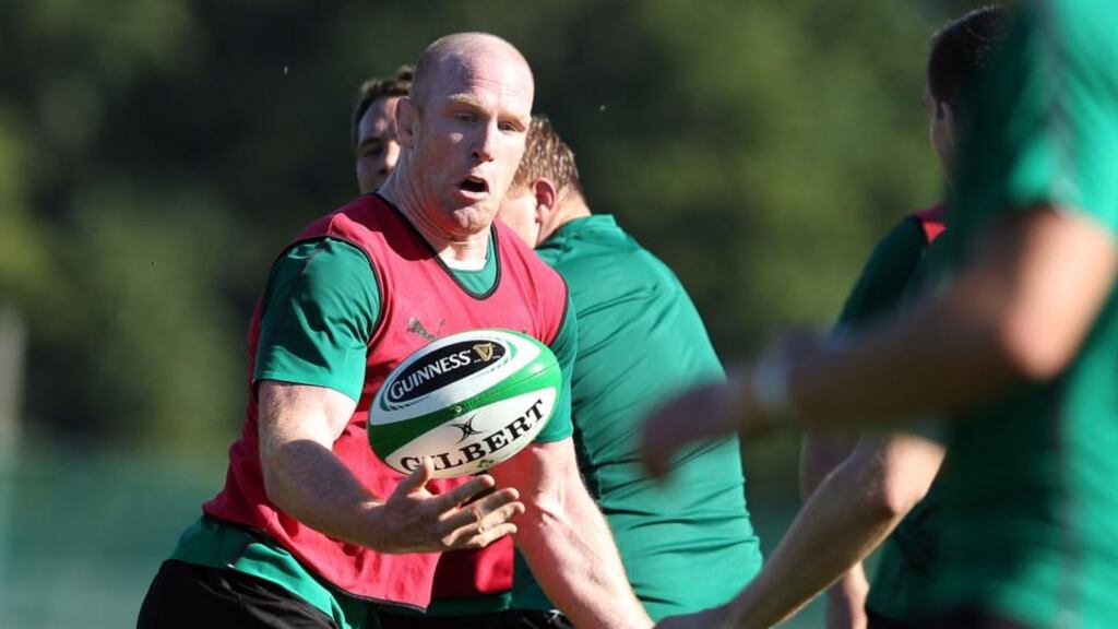 Paul O’Connell in action during Ireland’s training session at Carton House in Co Kildare yesterday. Photograph: Dan Sheridan/Inpho.