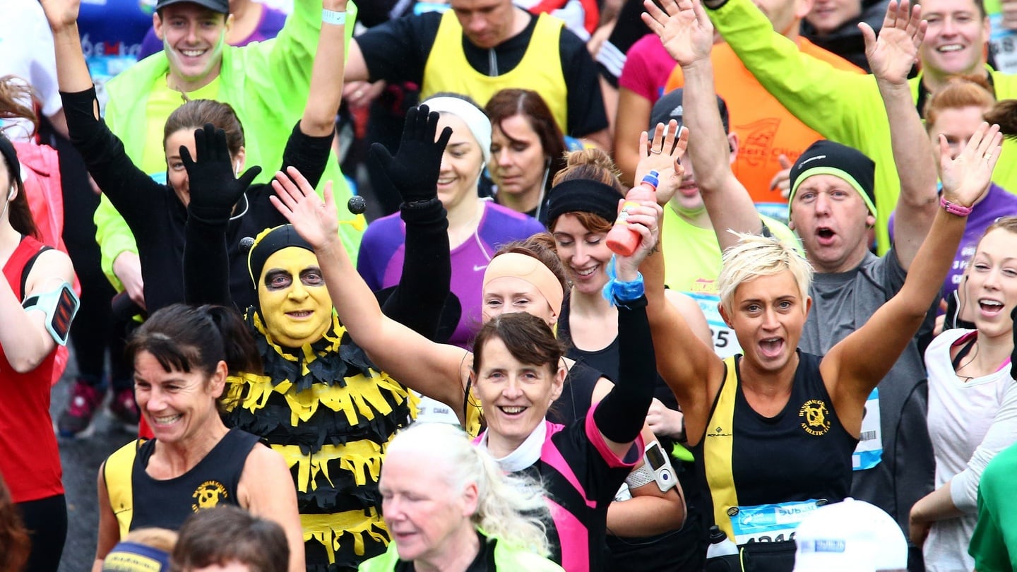 Competitors during the start of the Dublin Marathon as they make there way down Fitzwilliam Street Upper. Photograph: Cathal Noonan/Inpho