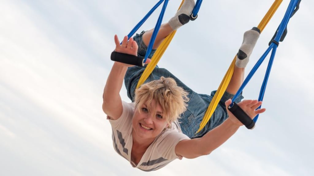 Anti-gravity yoga: Work-outs involve body strengthening and stretching followed by meditation.