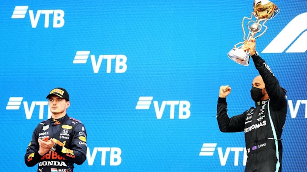 Lewis Hamilton and Max Verstappen will continue their championship battle in Qatar. Photograph: Bryn Lennon/Getty Images