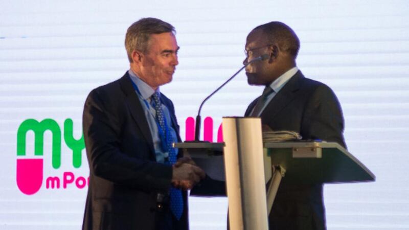 MyDawa founder Neil O’Leary  and minister for health Dr Cleopa Mailiu.