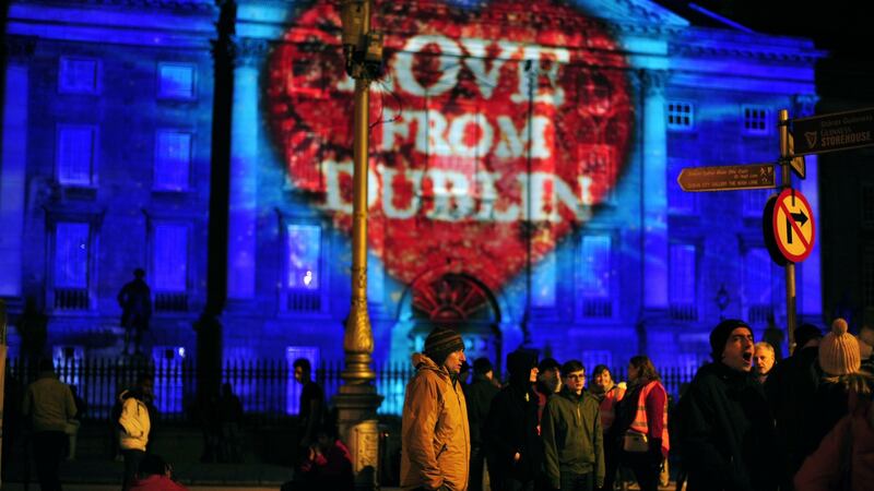 An (unrequited) New Year’s Eve message from the city. Photograph: Aidan Crawley