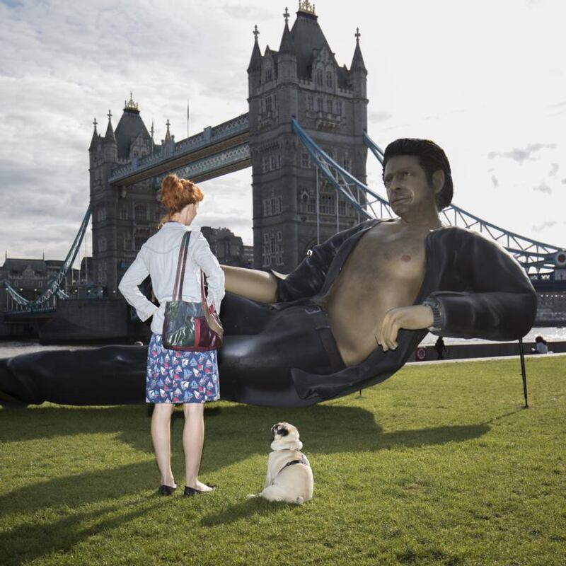 ‘10 on the weird scale’: the London statue of Jeff Goldblum to mark Jurassic Park’s 25th anniversary. Photograph: John Phillips/Getty