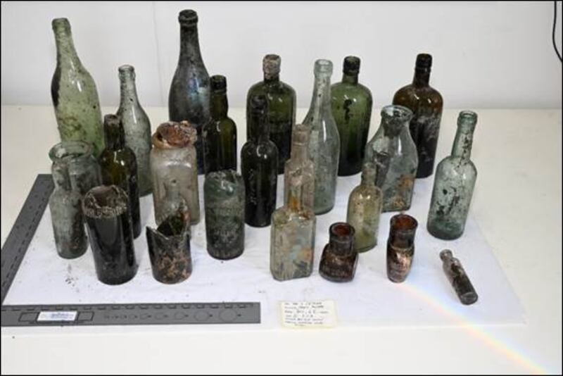 Bottles and other items excavated at the Tuam site to date. Photograph: ODAIT