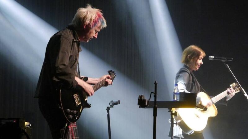Gerry Leonard performing with Suzanne Vega. Photograph: Mark Dyde
