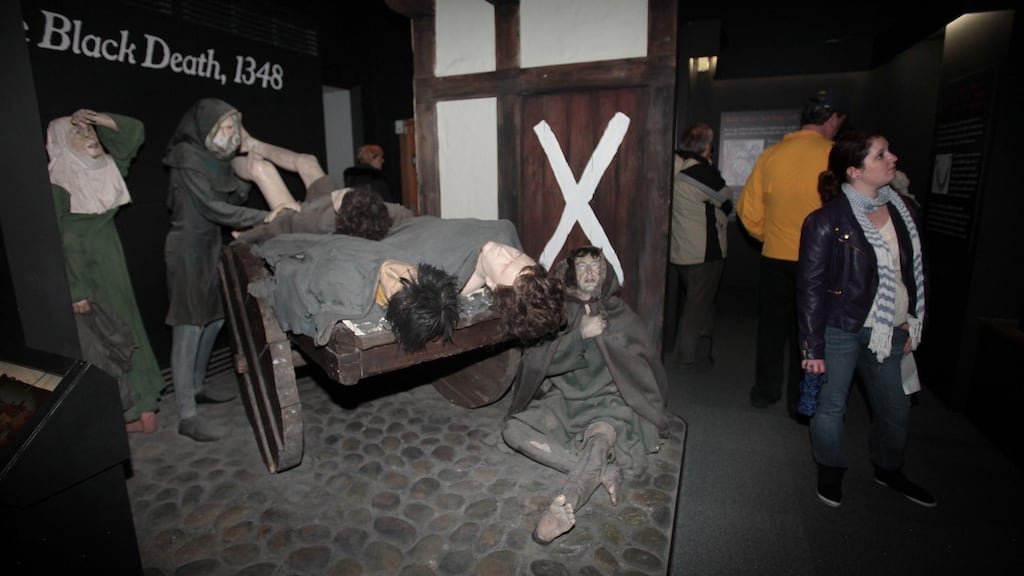 An exhibit depicting the Black Death. Brother Diggory initially believes the plague is God’s way of deciding “to rub us out and start over again”. Photograph: Brenda Fitzsimons