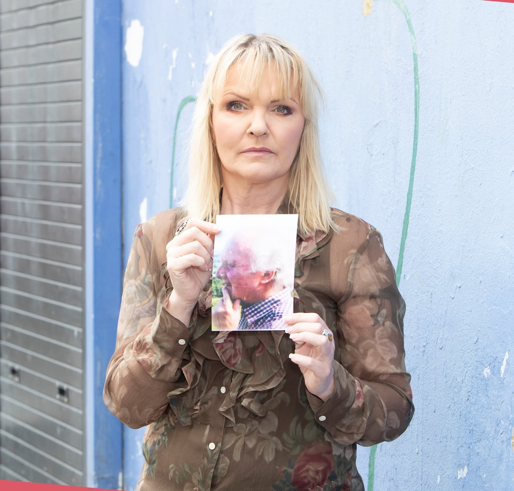 Joanne Moloney from Limerick holds a photograph of her father Eddie who died in a busy public ward in the hospital in 2015. Photograph: Liam Burke/Press 22