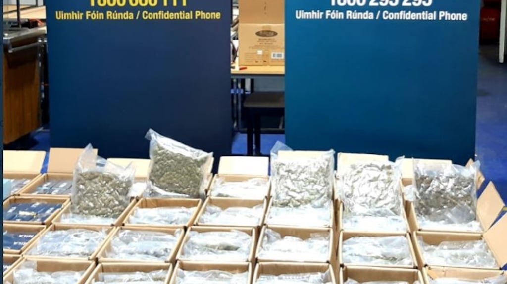 More than 71kg of herbal cannabis was seized in Glasnevin. Photograph: GardaInfo/Twitter