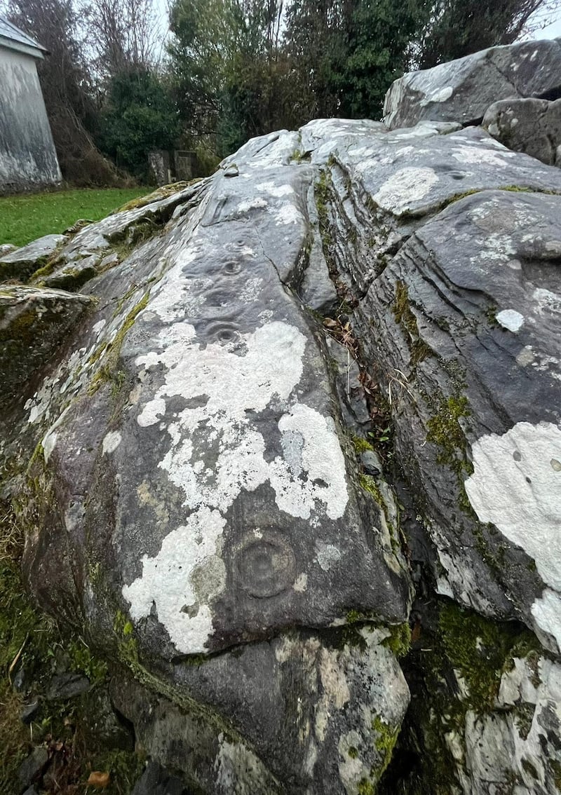 Carvings on the Bohea stone. Photograph: Frank McNally