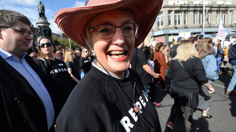 Minister for Children Katherine Zappone at the March for Choice in Dublin. Photograph: Dara Mac Dónaill