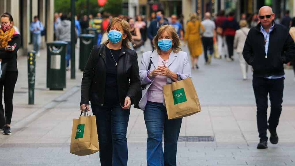 People wearing face masks on Dublin’s Grafton Street. File photograph: Gareth Chaney/Collins