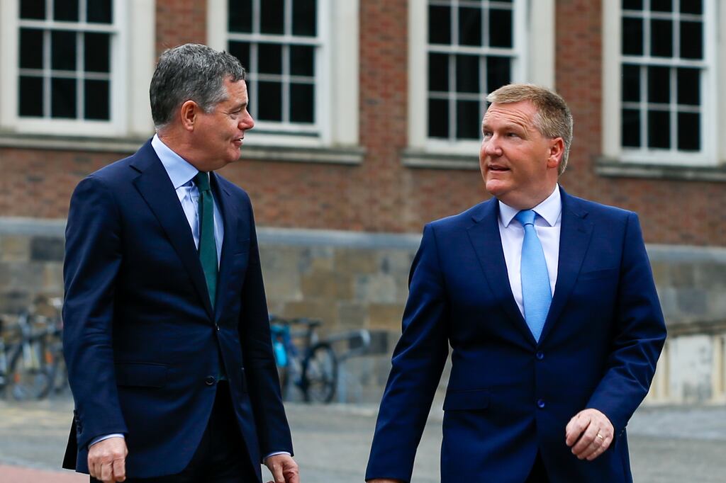 Paschal Donohoe (left) and Michael McGrath: both Ministers are 'accepting the fact that we can’t get to 5 per cent', according to one source. Photograph: Damien Storan/PA Wire
