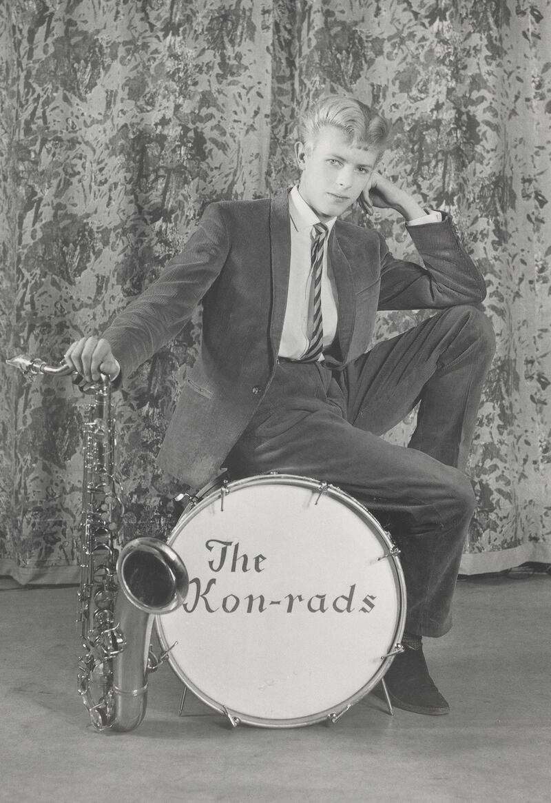 David Bowie in a promotional shoot for The Kon-rads in 1963. Photograph:  Roy Ainsworth/Courtesy of the David Bowie Archive 2012.