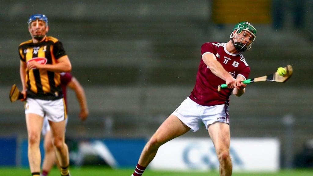 Galway’s Cathal Mannion scores a point during the Leinster SHC final against Kilkenny. Photo: Ken Sutton/Inpho