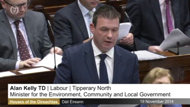Minister for the Environment Alan Kelly this afternoon set out the details of the water charges regime. Photograph: Oireactas TV