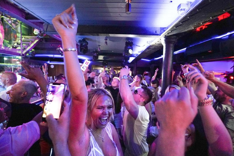 People dance in Bar Fibre in Leeds, after the final legal coronavirus restrictions were lifted in England at midnight on July 19th. Photograph: Ioannis Alexopoulos/PA Wire