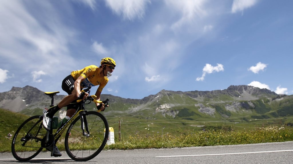 Bradley Wiggins in the yellow jersey in the Tour de France in 2012. Photograph: Reuters