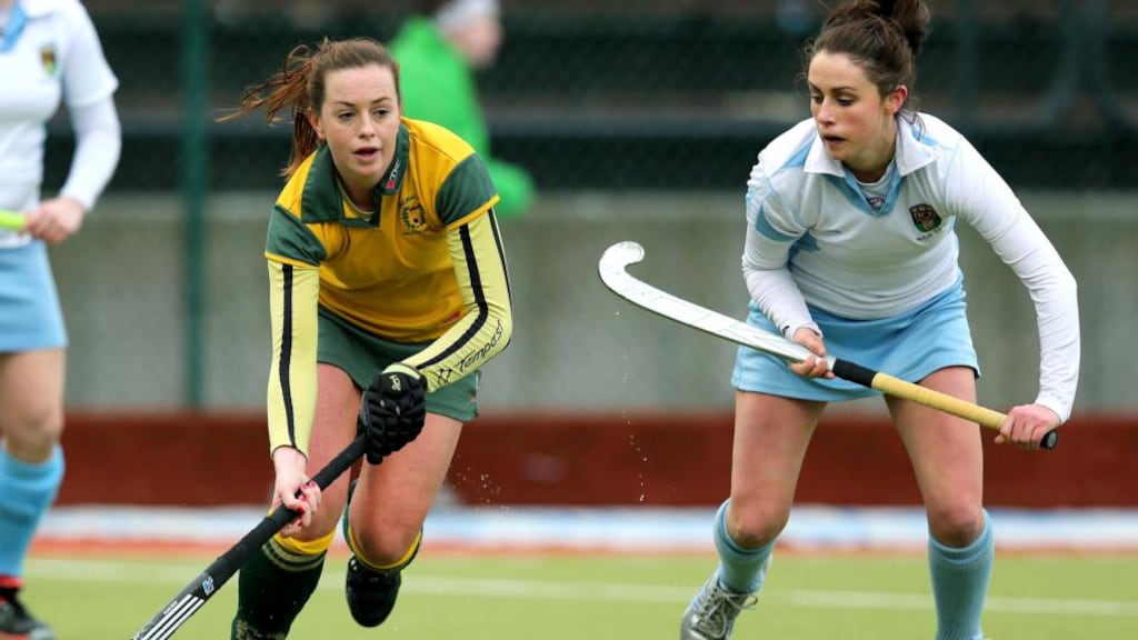 Emma Smyth half-volleyed home the winner for Railway Union. Photograph: Dan Sheridan/Inpho