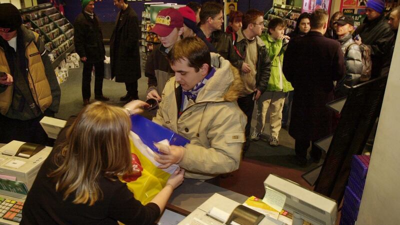 In the Virgin Megastore in Dublin.