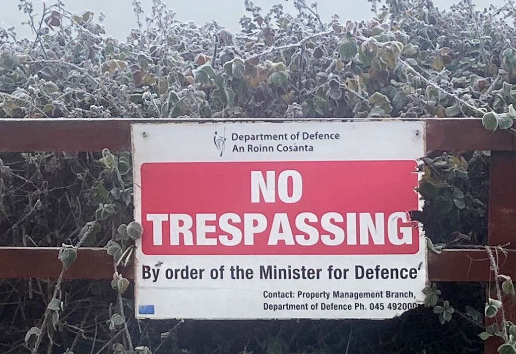 A sign outside the Knockalisheen direct provision centre in Co Clare. Photograph: David Raleigh