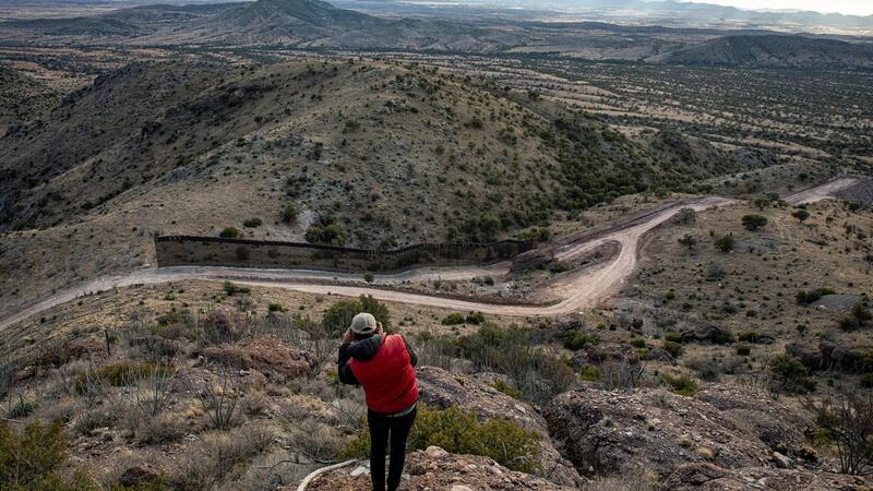 Border wall at the Coronado National Monument in Arizona: Biden administration will decide fate of partially completed sections, Photograph: Adriana Zehbrauskas/New York Times