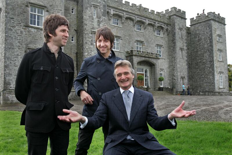 Noel Gallagher and Gem Archer of Oasis with Henry Mount Charles at Slane Castle in 2009. Photograph: Matt Kavanagh