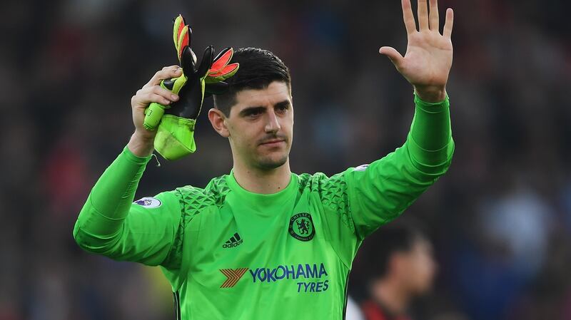 Thibaut Courtois missed the clash against Manchester United after injuring himself while filming a commercial. Photo: Mike Hewitt/Getty Images