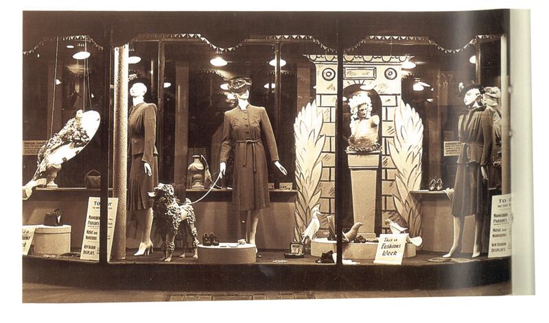 An early window display by artist Norah McGuinness. Photograph from Elegant Times (Sonas, 1995)