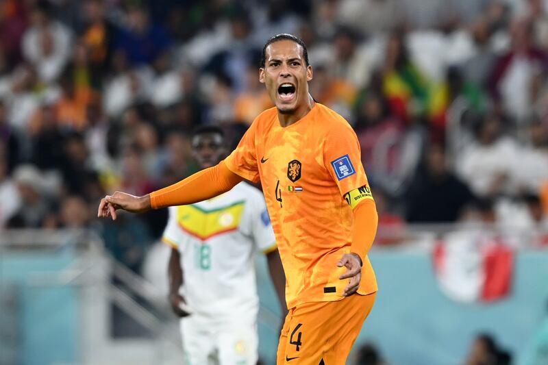 Virgil Van Dijk of the Netherlands in action against Senegal. Imagine if Harry Kane, Gareth Bale and van Dijk steeled themselves for a greater good beyond football by swallowing yellow cards for wearing the One Love armband? Photograph: Claudio Villa/Getty Images
