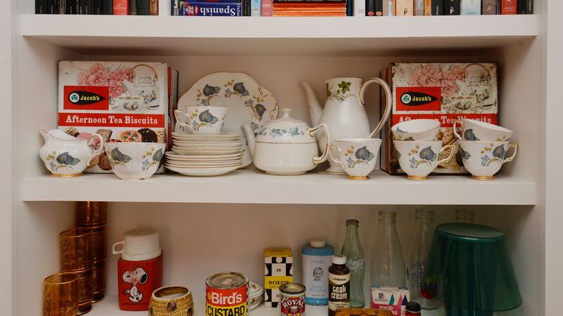 Her mother’s Arklow Pottery china tea set in the home of design historian Linda King in North Strand. Photograph: Alan Betson